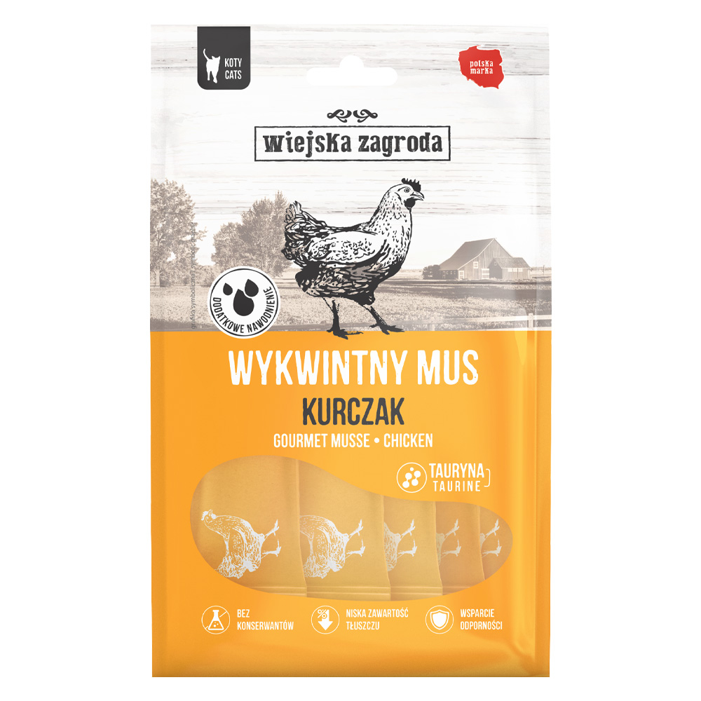 WIEJSKA ZAGRODA Wykwintny Mus Kurczak 6x15g Przysmak dla Dorosłych Kotów